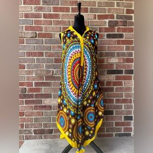 Women’s Playa Azul Multicolor African Print Sundress FREE Size 100% Rayon NWT
